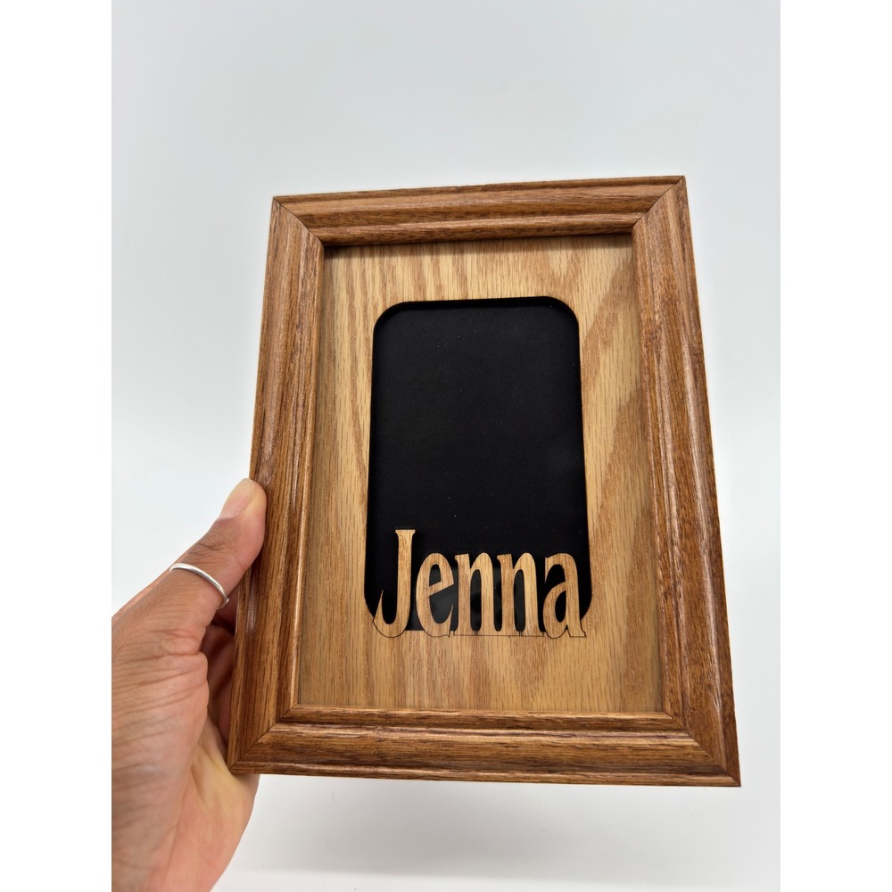 VTG Custom Jenna Name Wooden Picture Frame Oak Grain Tabletop Wall Decor 5x7